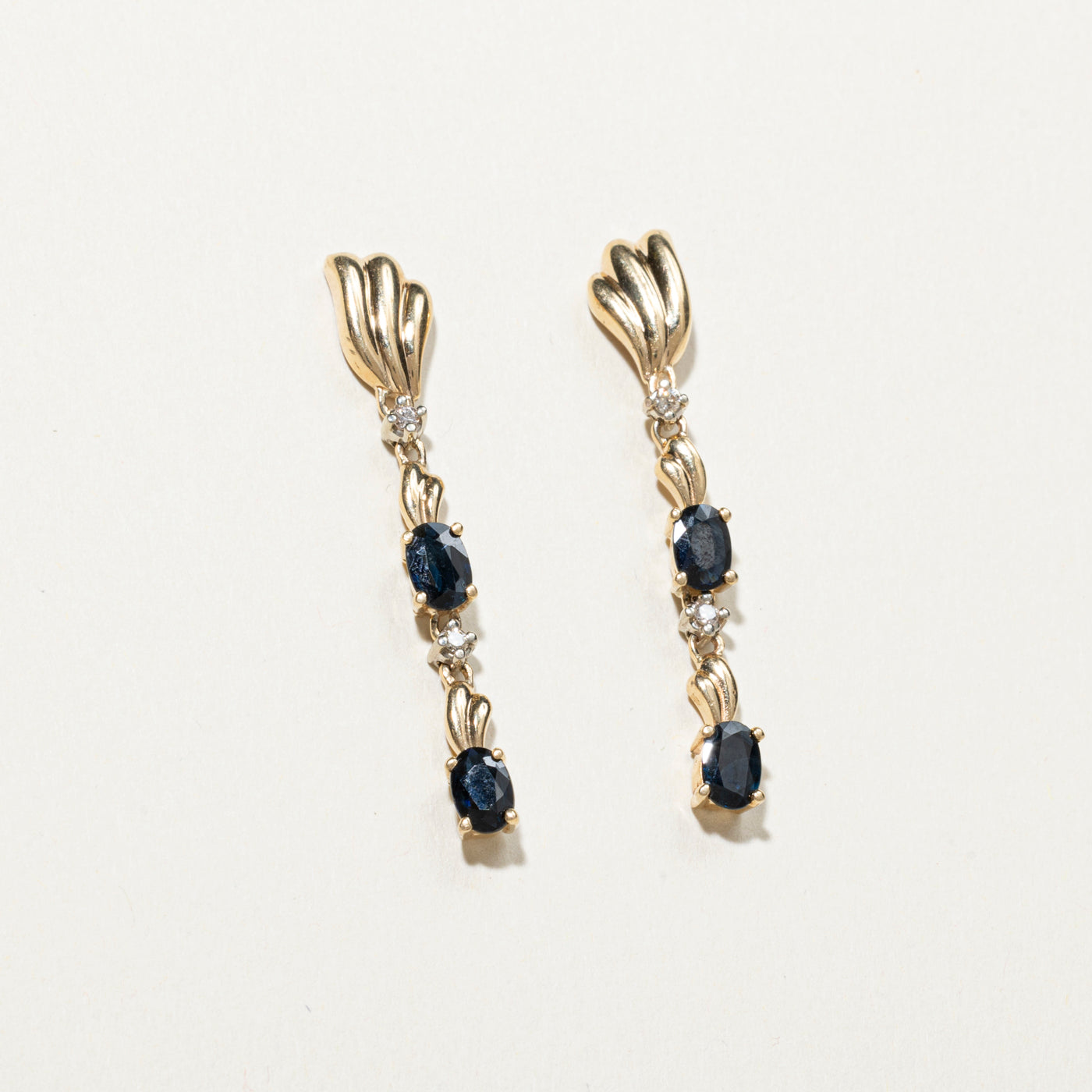 Sapphire & Diamond Drop Earrings | 2.00ct, 0.08ct