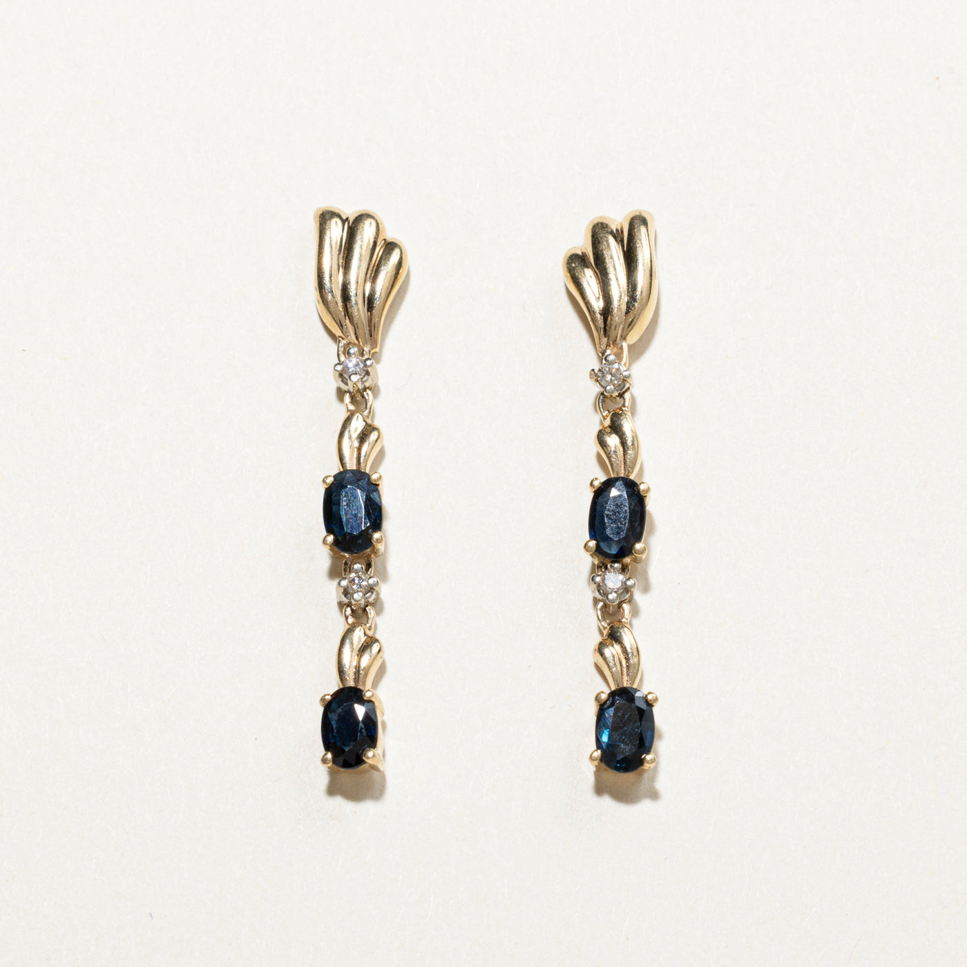 Sapphire & Diamond Drop Earrings | 2.00ct, 0.08ct