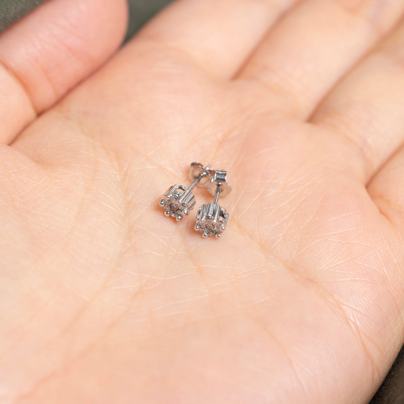 White Gold Diamond Cluster Stud Earrings | 0.20ct