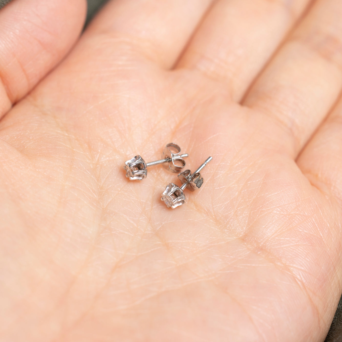 Belcher Set Solitaire Diamond Stud Earrings | 0.18ct