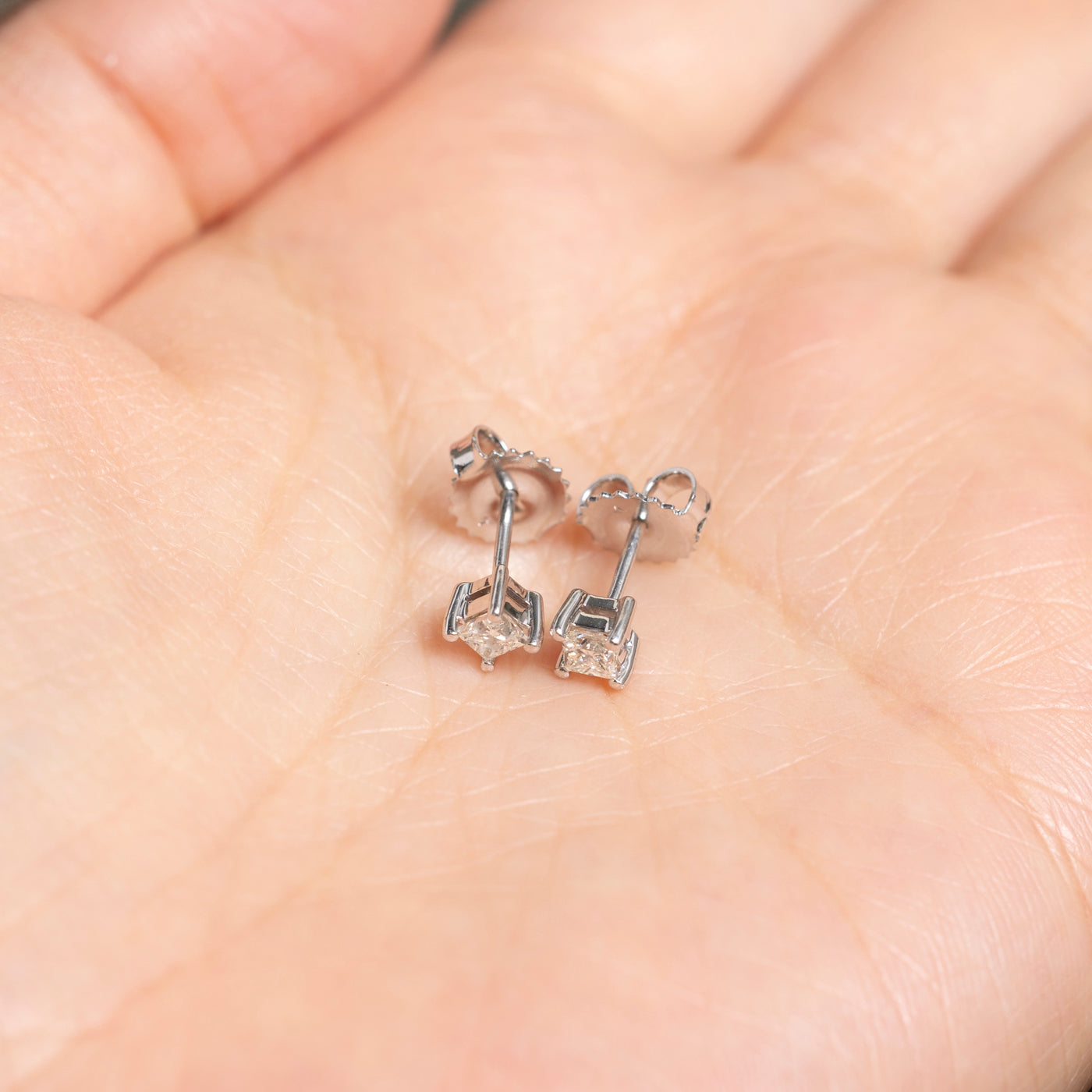 Princess Cut Diamond Stud Earrings | 0.32ctw