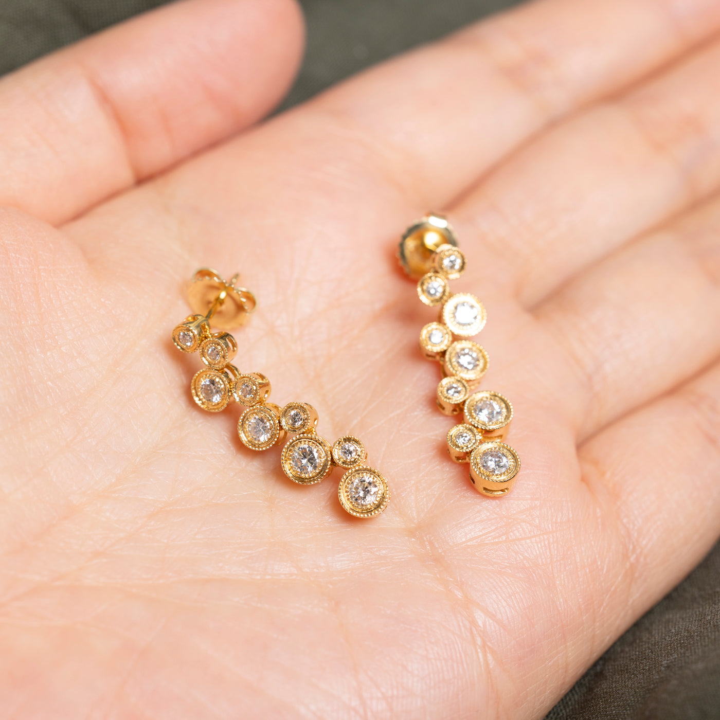 18k Yellow Gold Diamond Drop Earrings | 1.00ctw