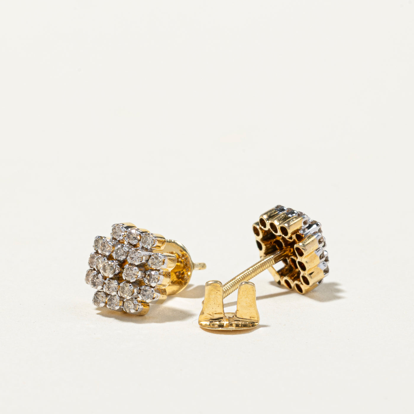 Yellow Diamond Cluster Stud Earrings | 0.68ctw