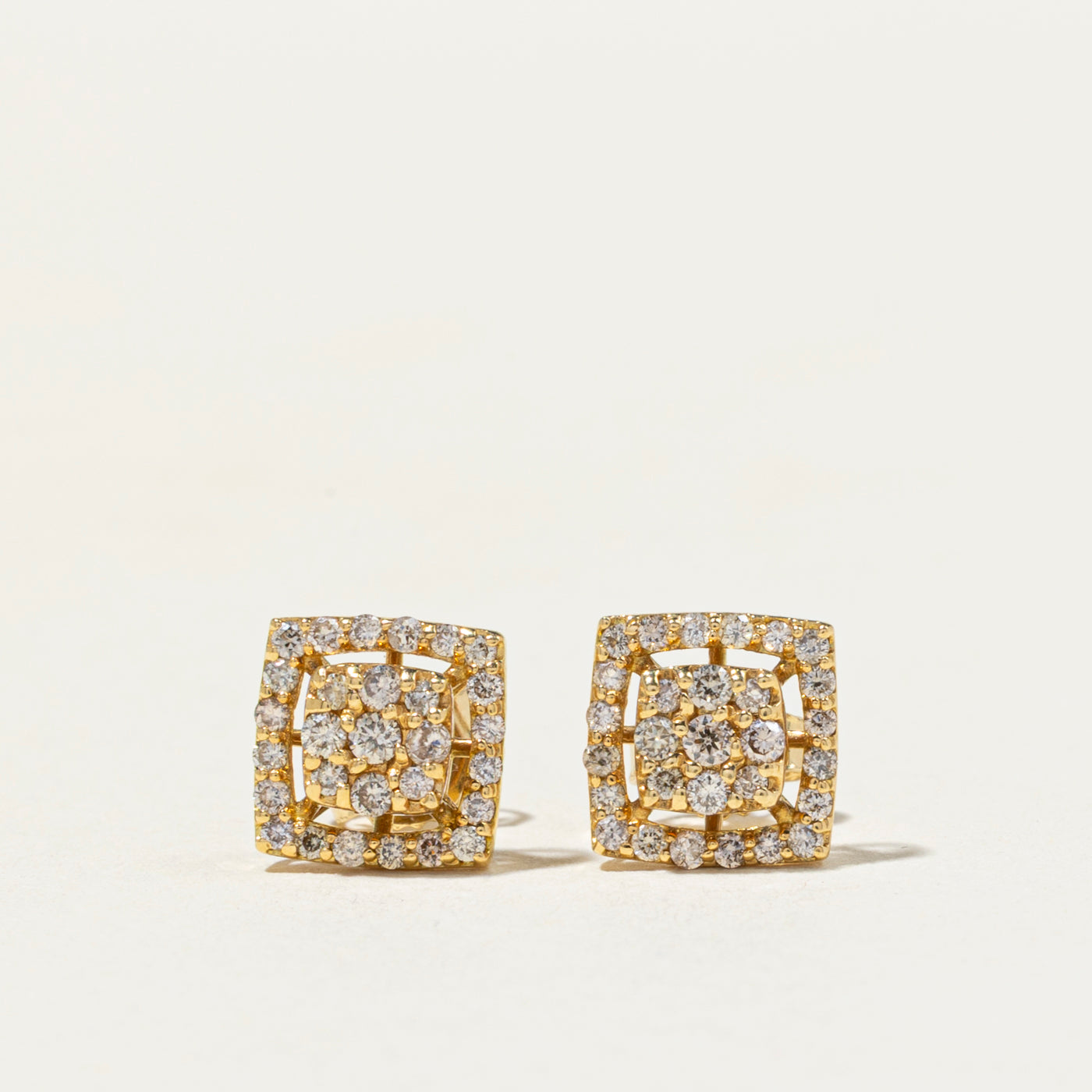 18k Yellow Gold Diamond Cluster Stud Earrings | 0.32ctw