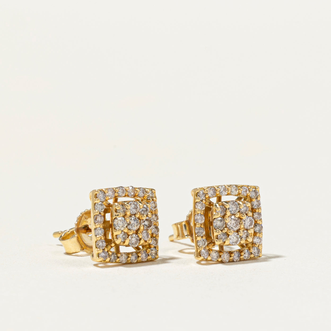 18k Yellow Gold Diamond Cluster Stud Earrings | 0.32ctw