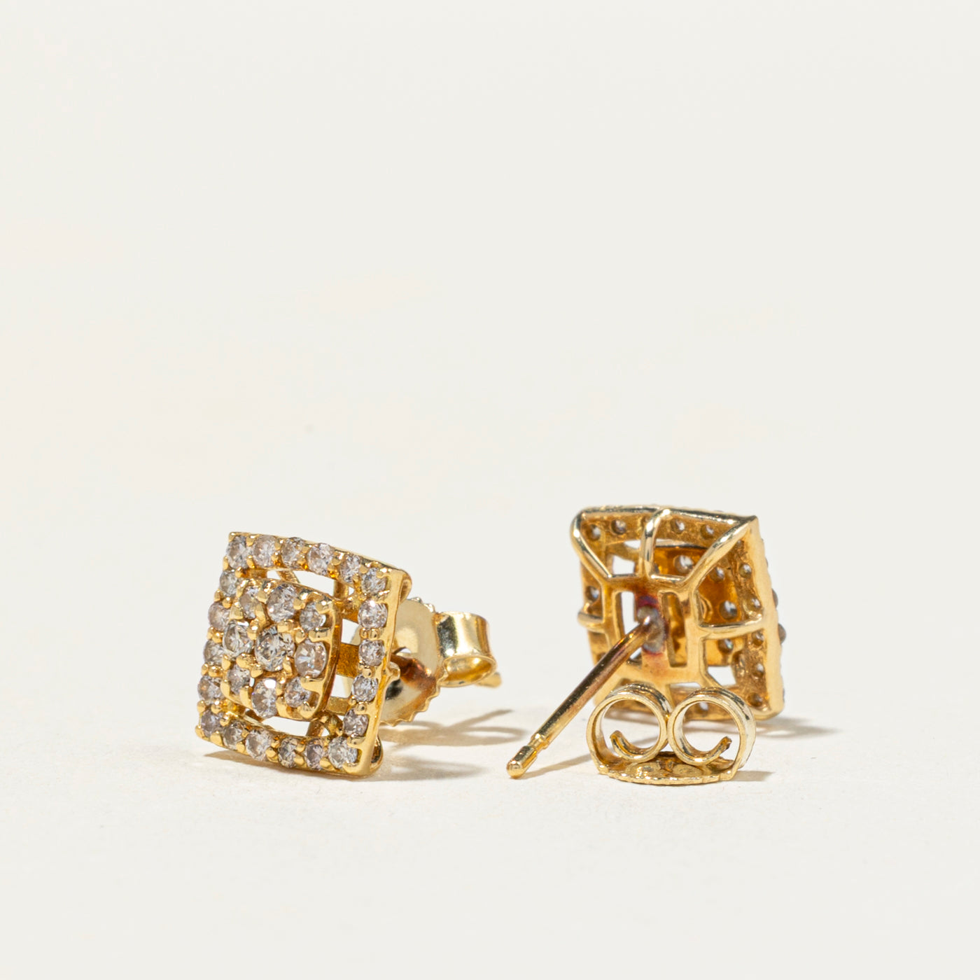18k Yellow Gold Diamond Cluster Stud Earrings | 0.32ctw