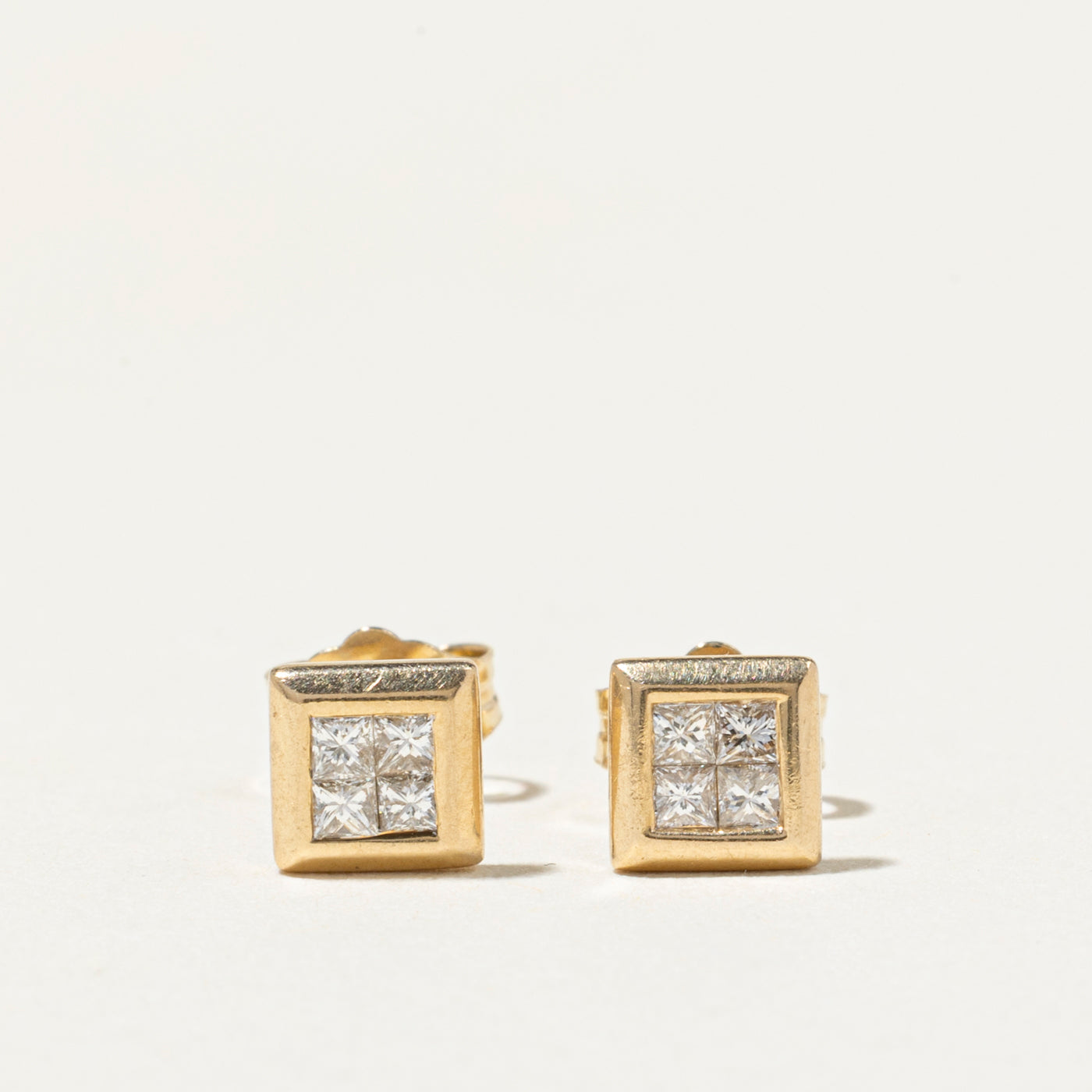 Illusion Set Princess Cut Diamond Stud Earrings | 0.20ct