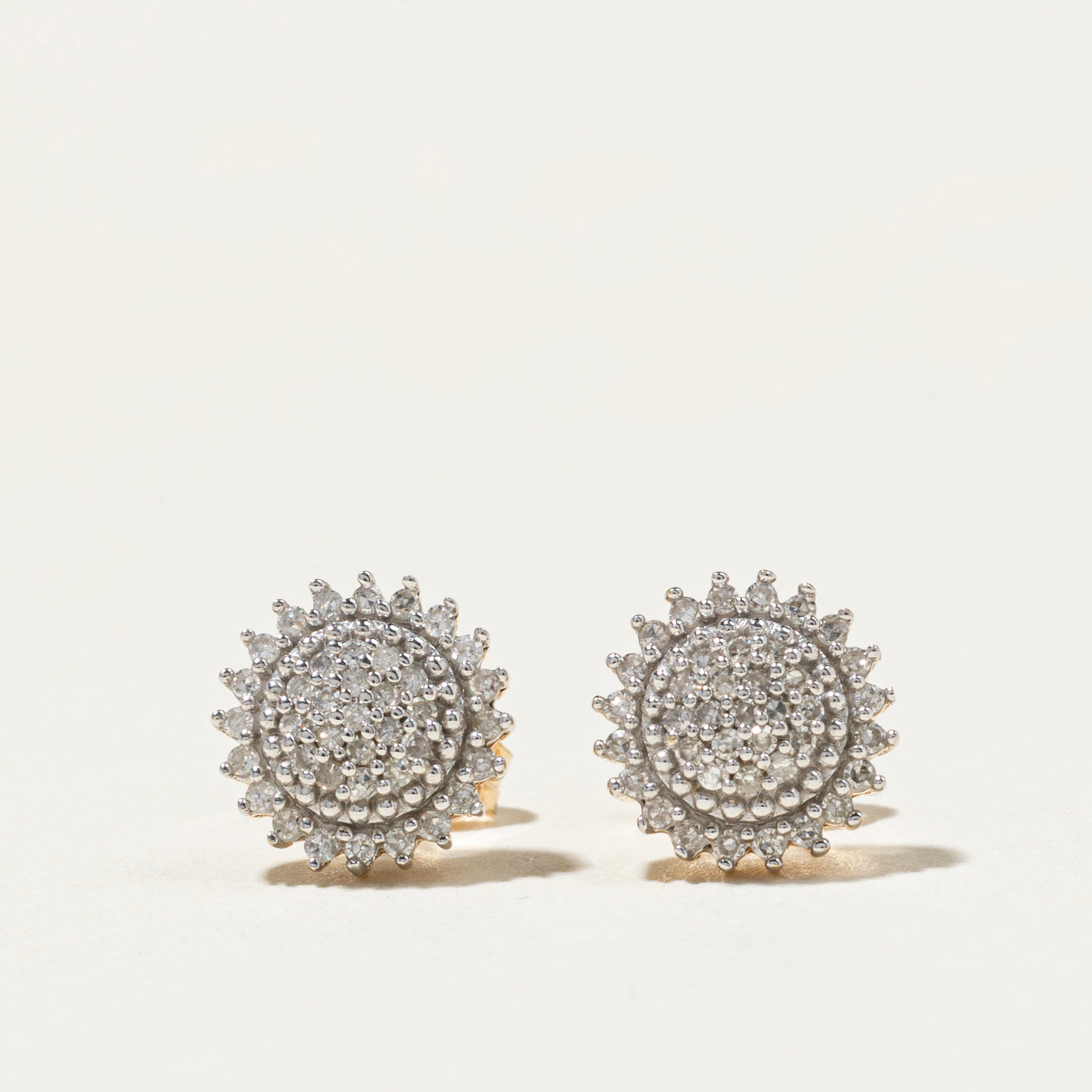 Yellow Gold Diamond Petal Cluster Stud Earrings | 0.22ct