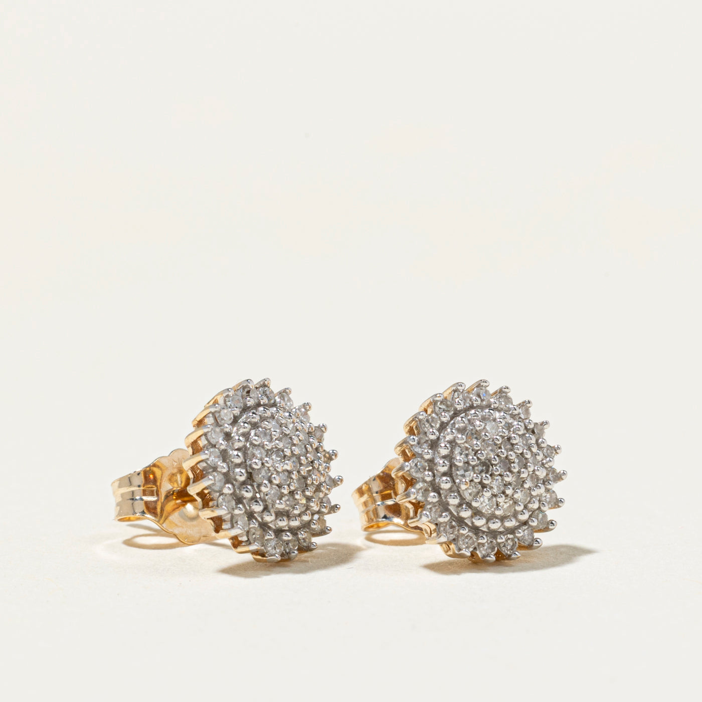 Yellow Gold Diamond Petal Cluster Stud Earrings | 0.22ct