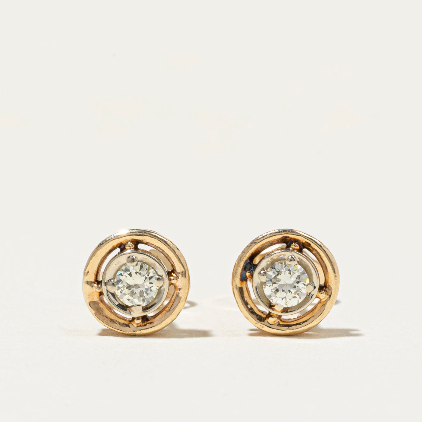 Bezel Frame Diamond Stud Earrings | 0.22ct