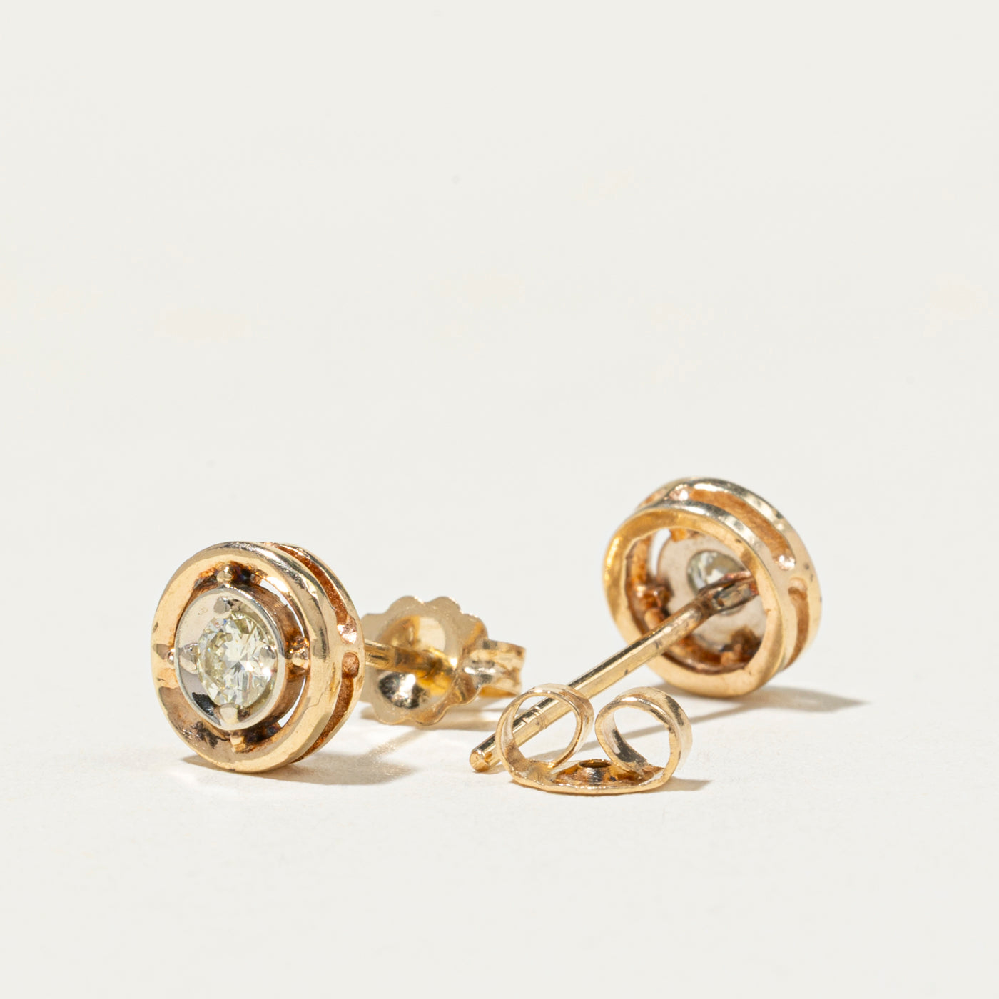 Bezel Frame Diamond Stud Earrings | 0.22ct