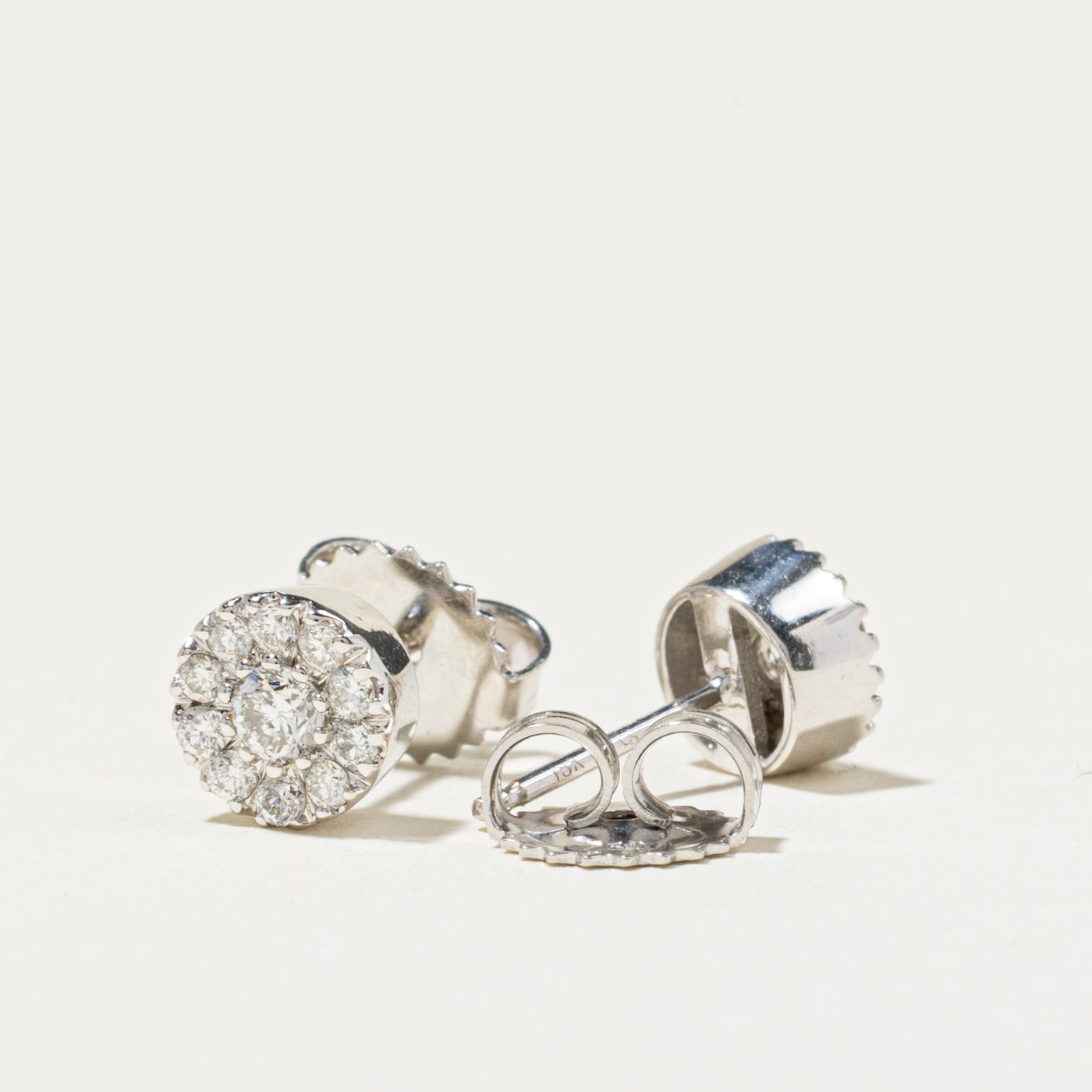 18k White Gold Diamond Halo Stud Earrings | 0.39ctw