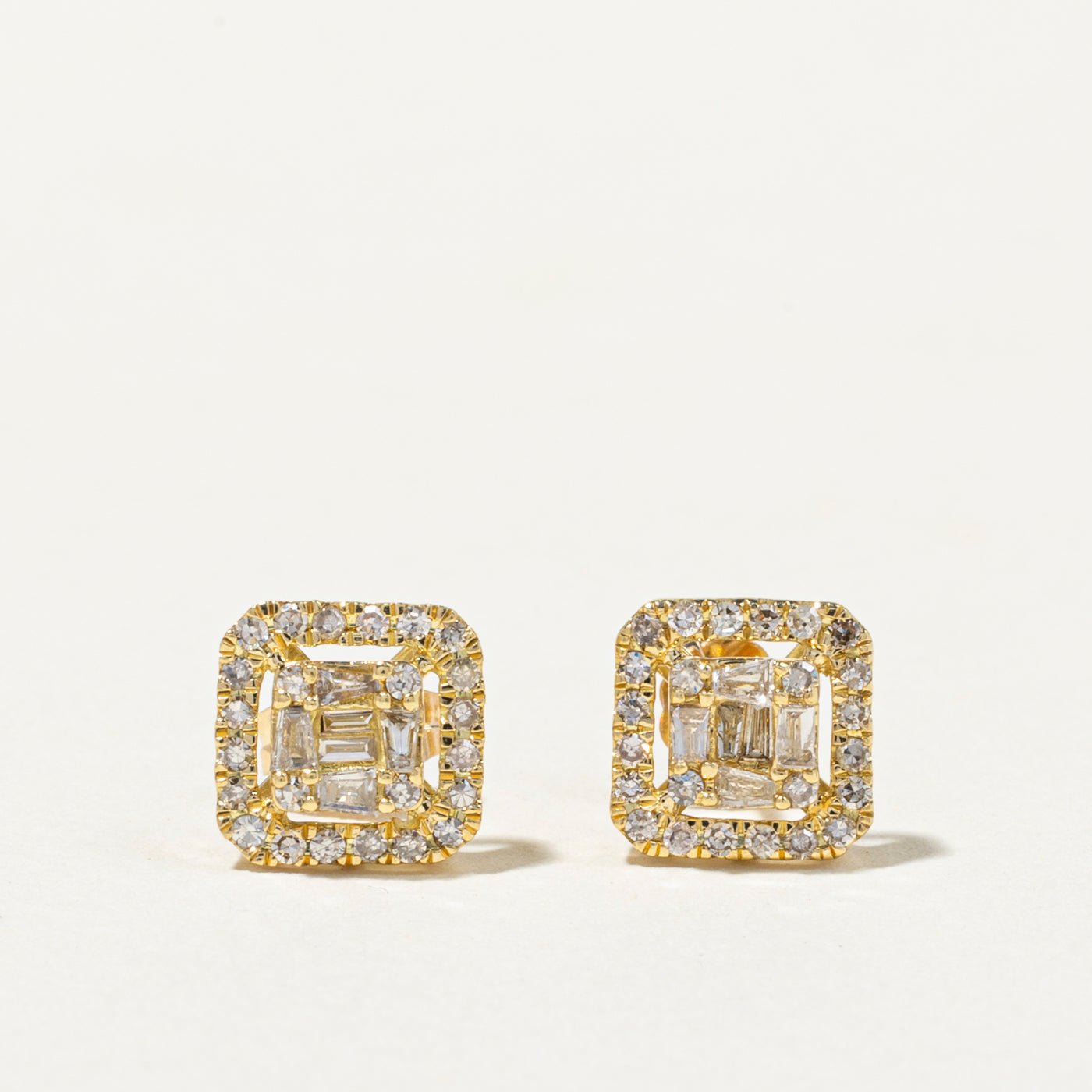 18k Mixed Cut Yellow Diamond Cluster Stud Earrings | 0.40ctw