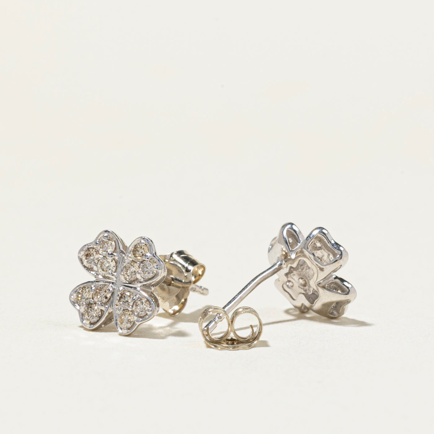 18k Diamond Clover Stud Earrings | 0.30ctw