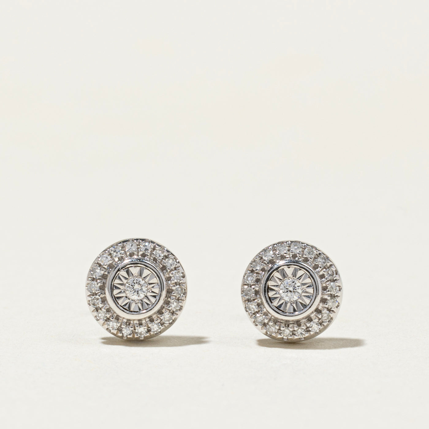 Illusion Set Diamond Halo Stud Earrings | 0.12ct