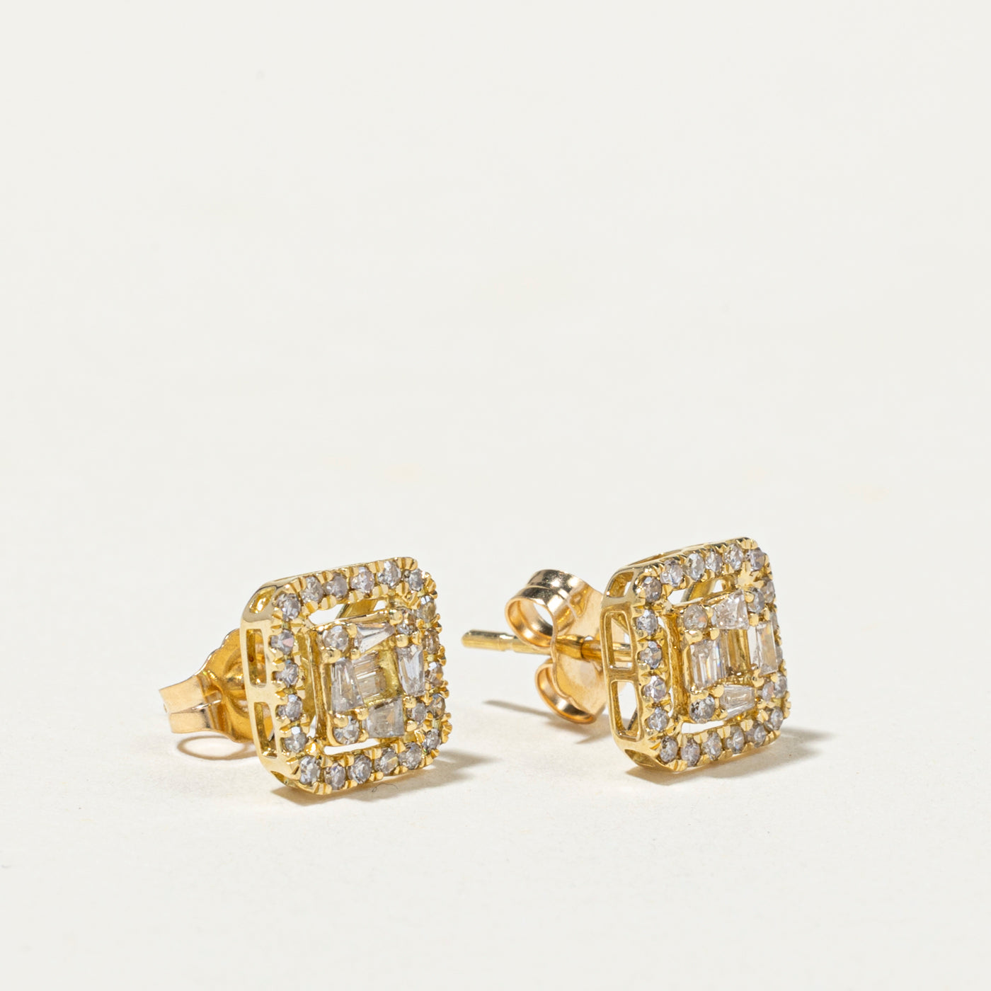 18k Mixed Cut Yellow Diamond Cluster Stud Earrings | 0.40ctw