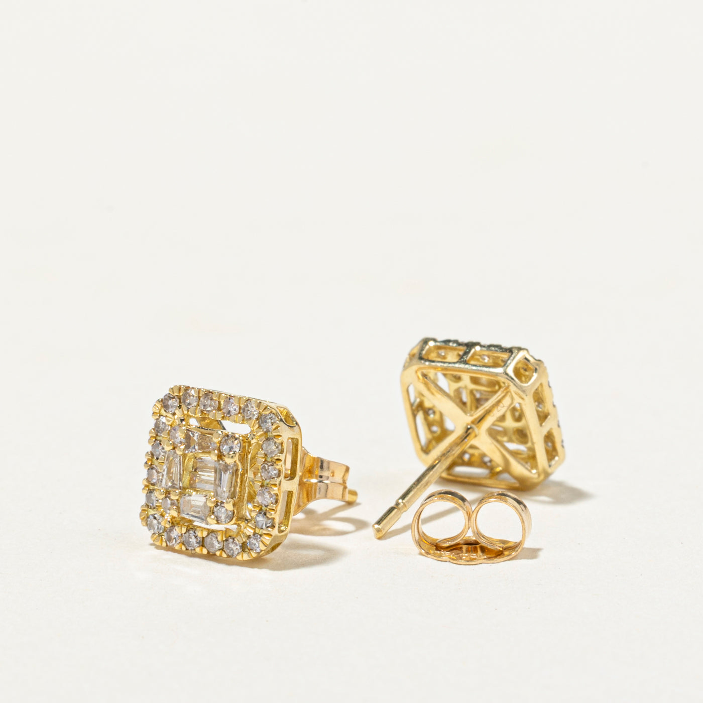 18k Mixed Cut Yellow Diamond Cluster Stud Earrings | 0.40ctw