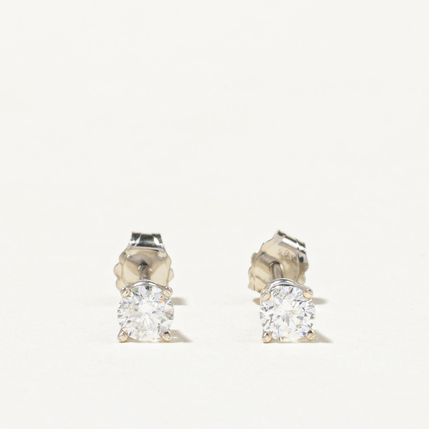 Basket Set Solitaire Diamond Stud Earrings | 0.29ctw