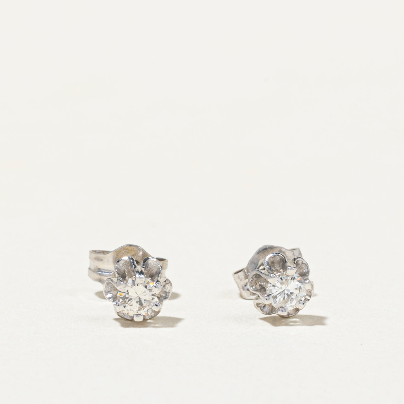 Belcher Set Solitaire Diamond Stud Earrings | 0.18ct