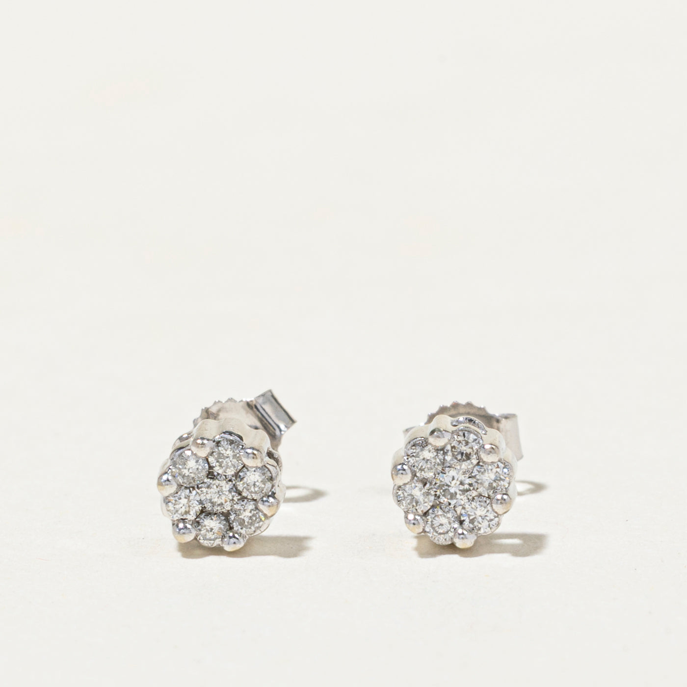 White Gold Diamond Cluster Stud Earrings | 0.20ct