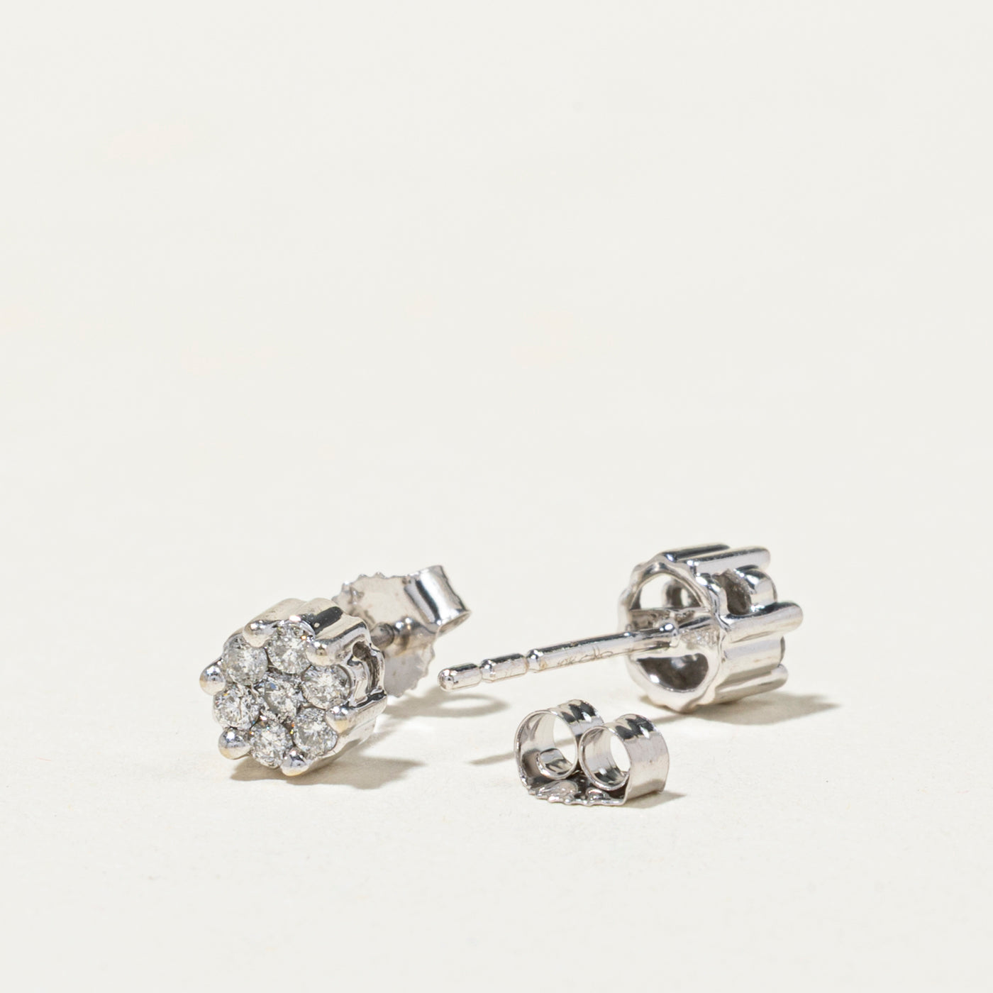 White Gold Diamond Cluster Stud Earrings | 0.20ct