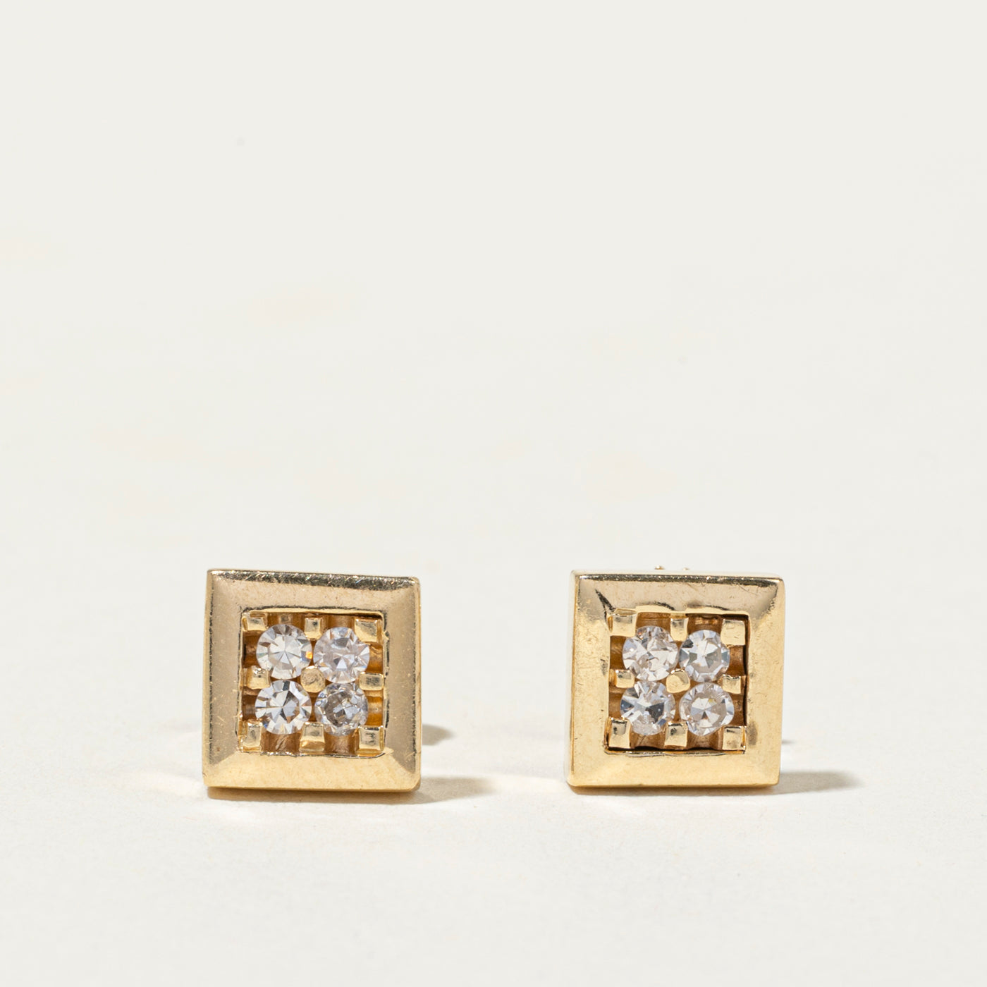 Diamond Square Cluster Stud Earrings | 0.28ct