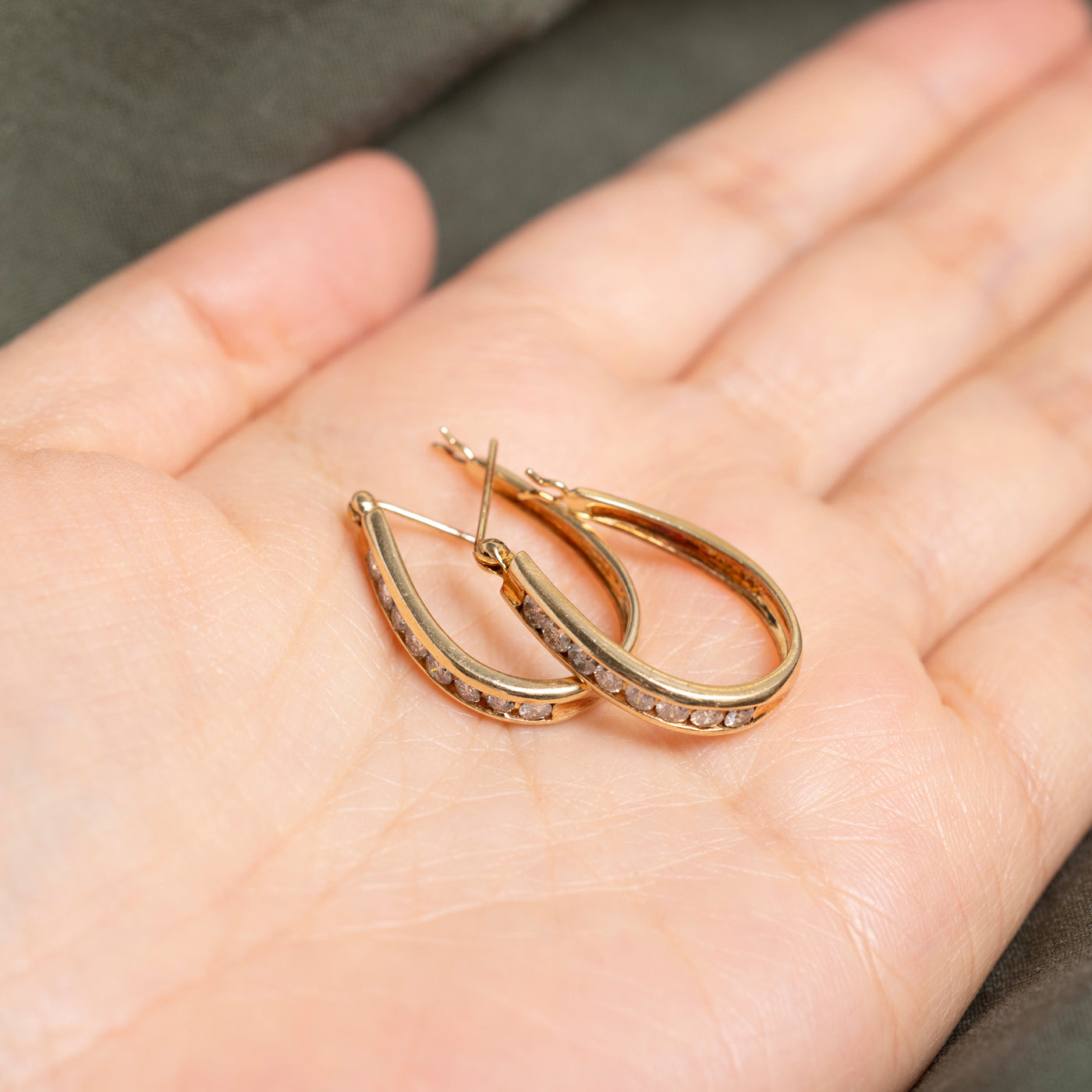 Channel Set Diamond Hoop Earrings | 0.94ctw