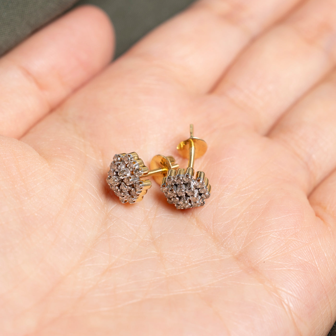 Yellow Diamond Cluster Stud Earrings | 0.68ctw