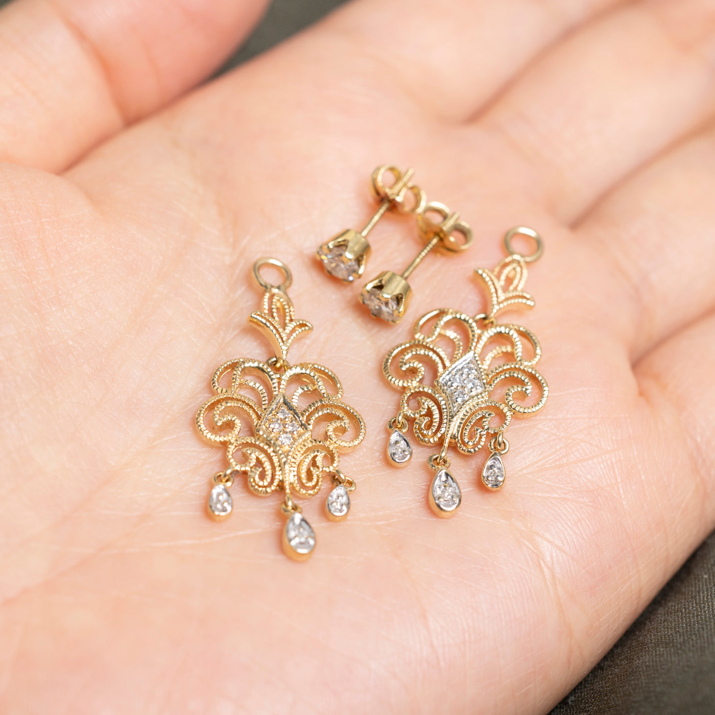 Yellow Gold Diamond Chandelier Jacket Earrings | 0.76ctw