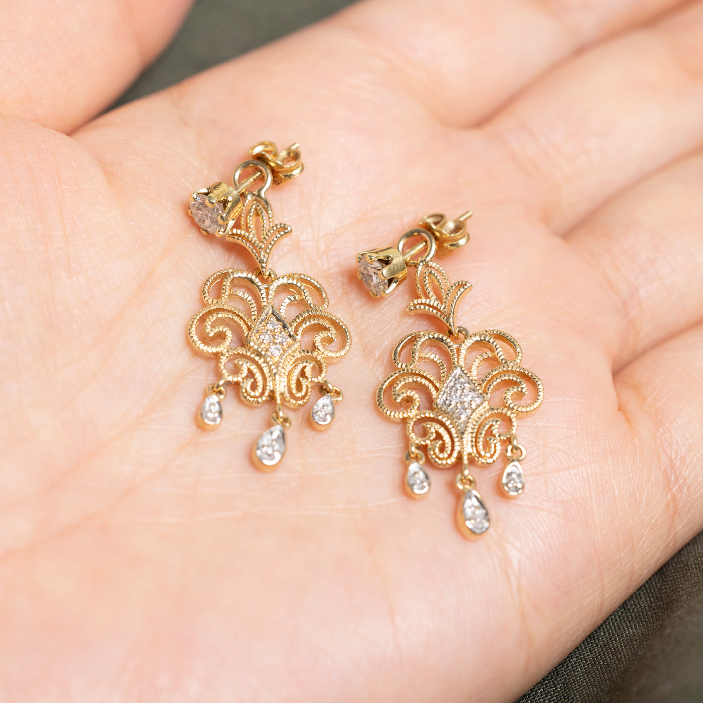 Yellow Gold Diamond Chandelier Jacket Earrings | 0.76ctw