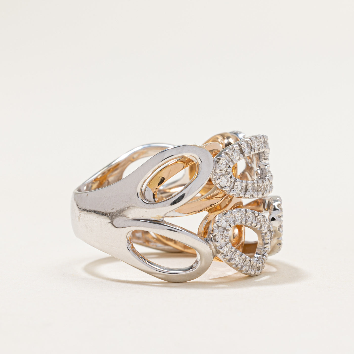17k Two Tone Diamond Kinetic Ring | 1.05ctw | SZ 8