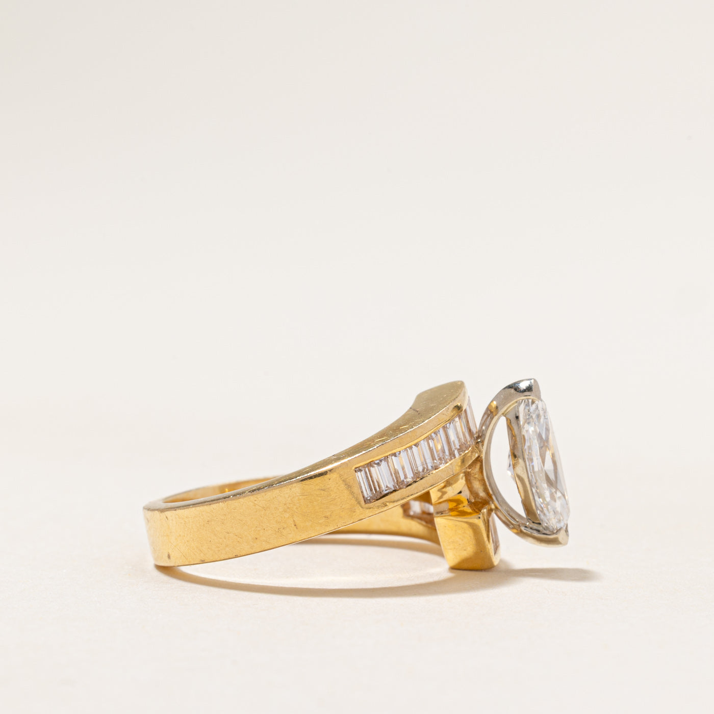 18k Marquise Cut Diamond Bypass Ring | 1.90ctw | SZ 7.5