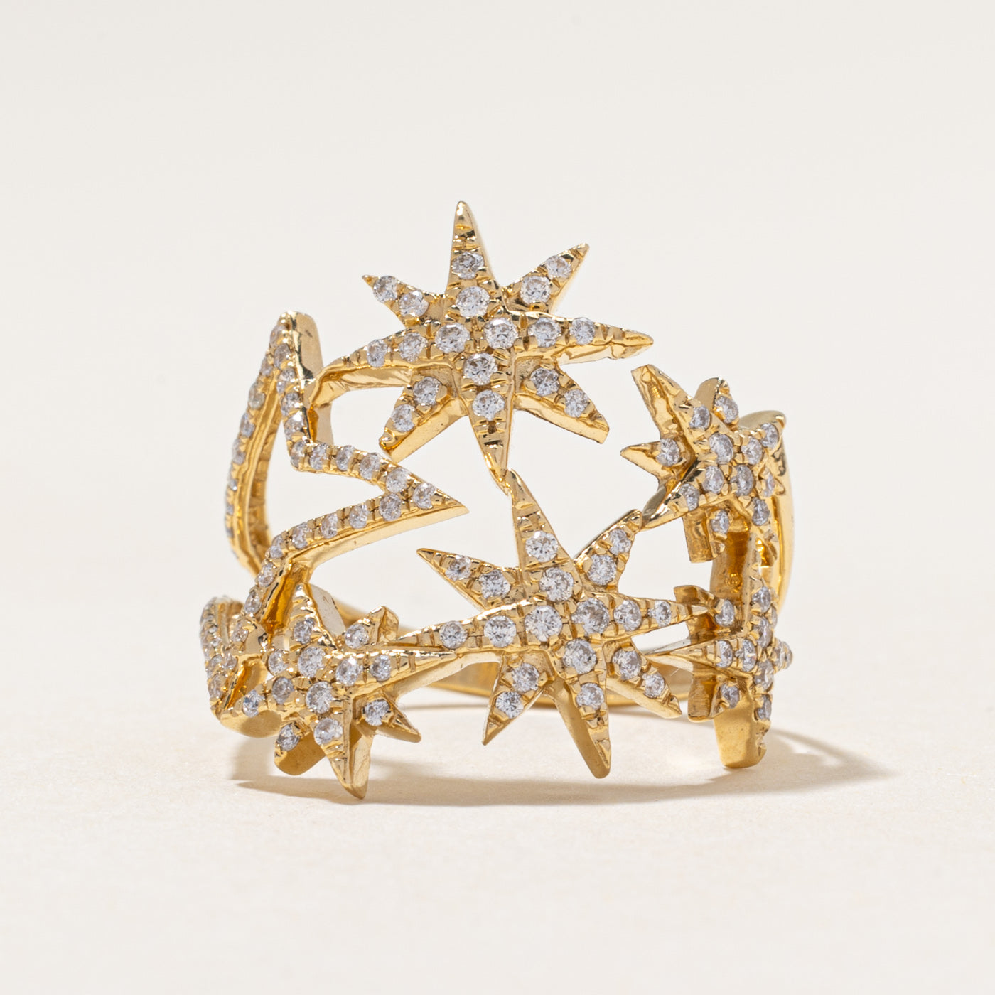 Bague cocktail étoile en or 18 carats sertie de diamants | 0,55 ct au total | Taille 7,75