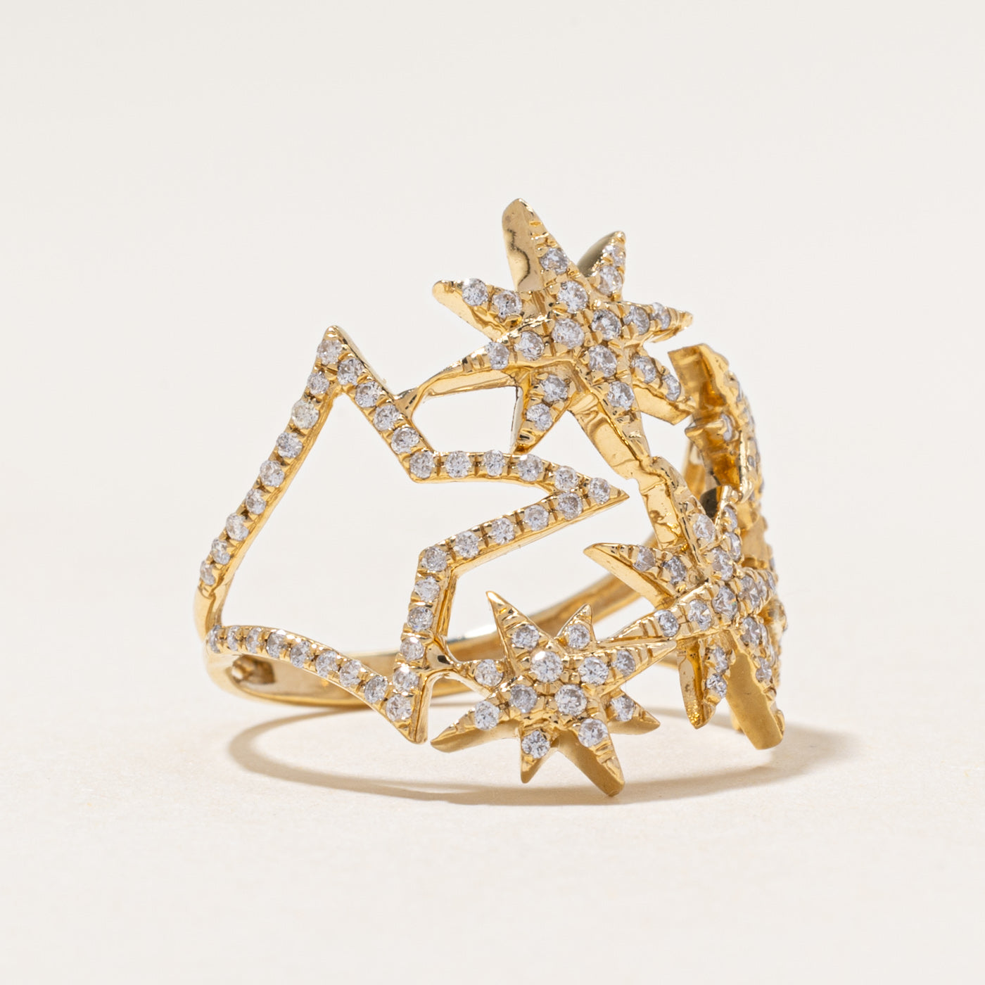 Bague cocktail étoile en or 18 carats sertie de diamants | 0,55 ct au total | Taille 7,75