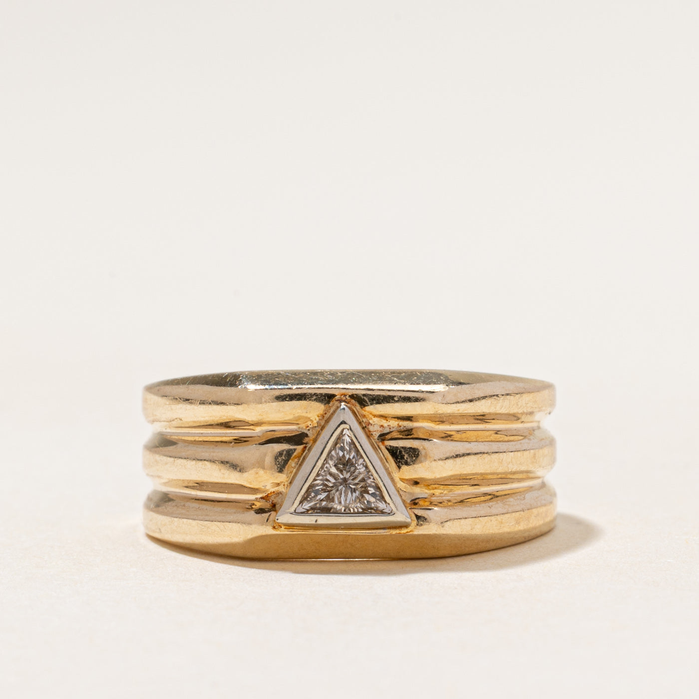 Triangular Cut Diamond Grooved Ring | 0.30ct | SZ 8.5