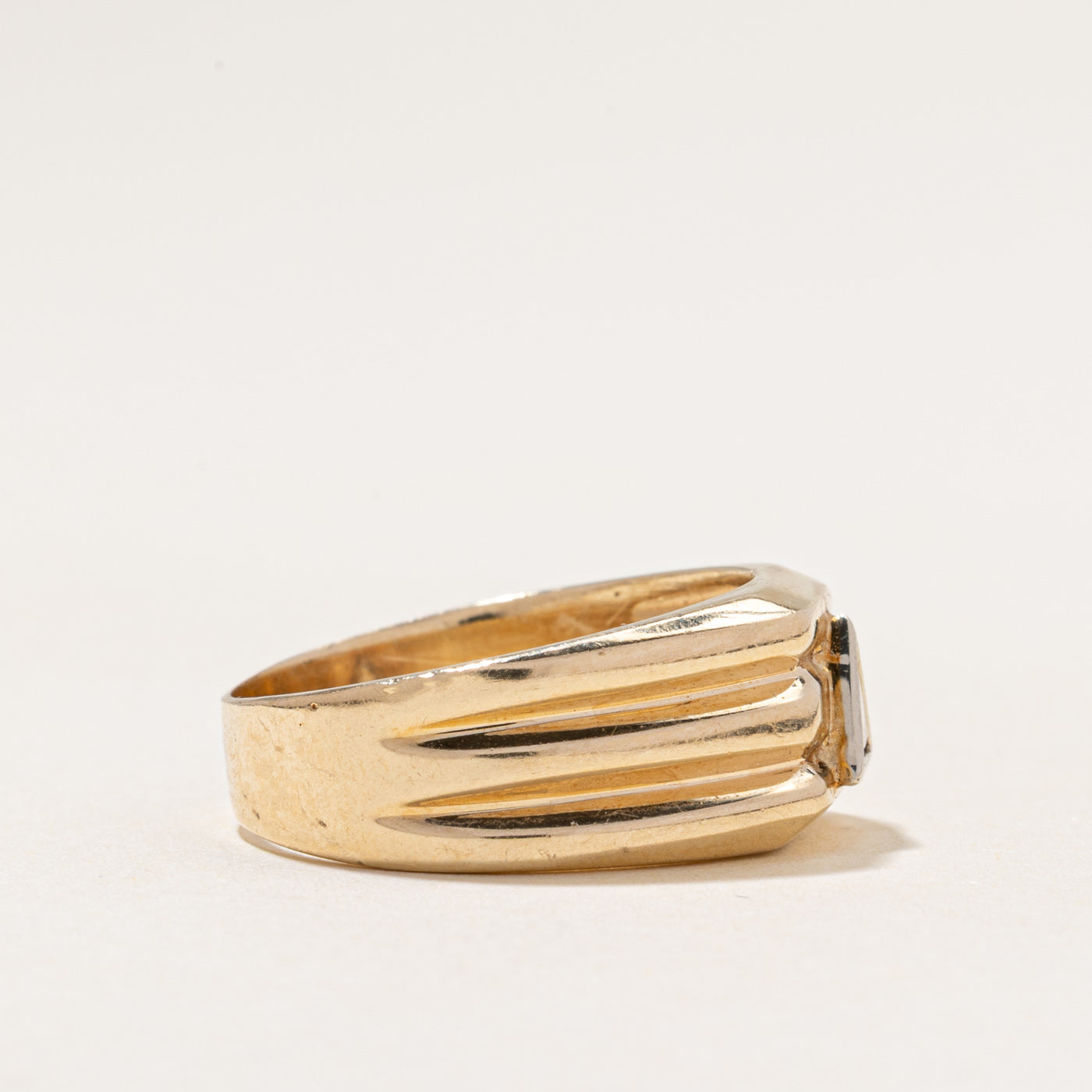Triangular Cut Diamond Grooved Ring | 0.30ct | SZ 8.5