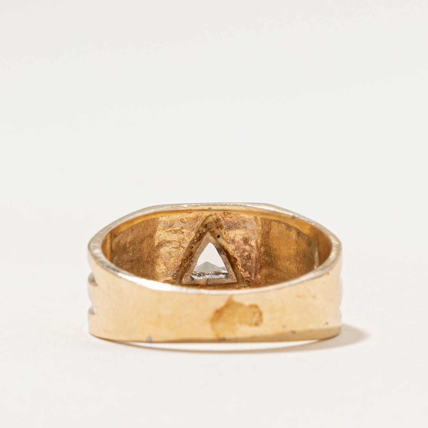 Triangular Cut Diamond Grooved Ring | 0.30ct | SZ 8.5
