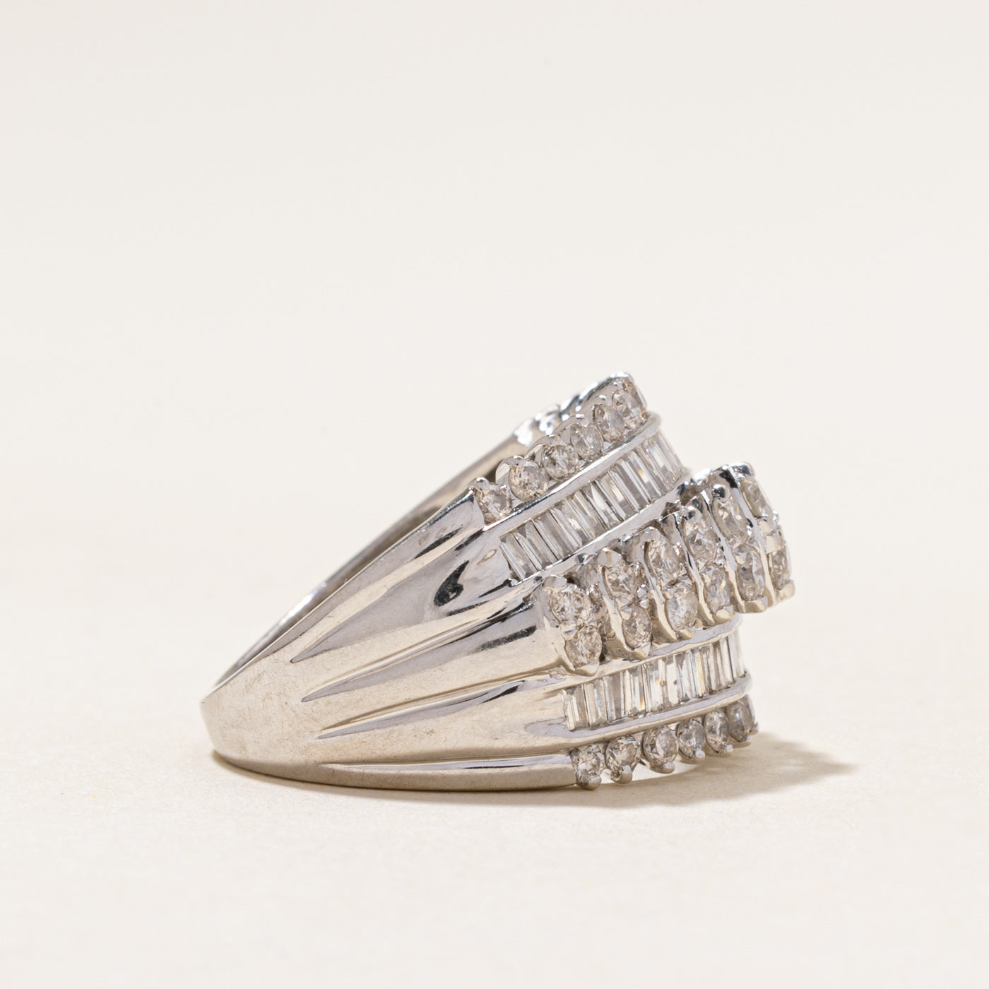 White Gold Diamond Cocktail Dome Ring | 2.09ctw | SZ 6