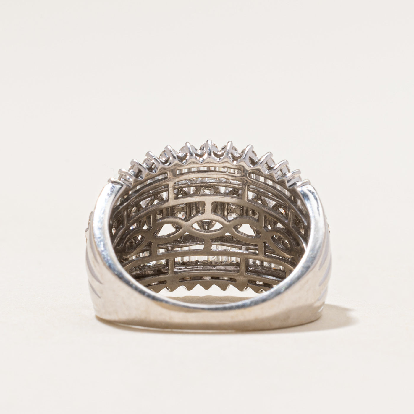 White Gold Diamond Cocktail Dome Ring | 2.09ctw | SZ 6