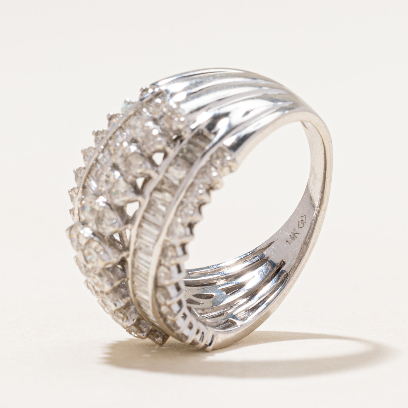 White Gold Diamond Cocktail Dome Ring | 2.09ctw | SZ 6