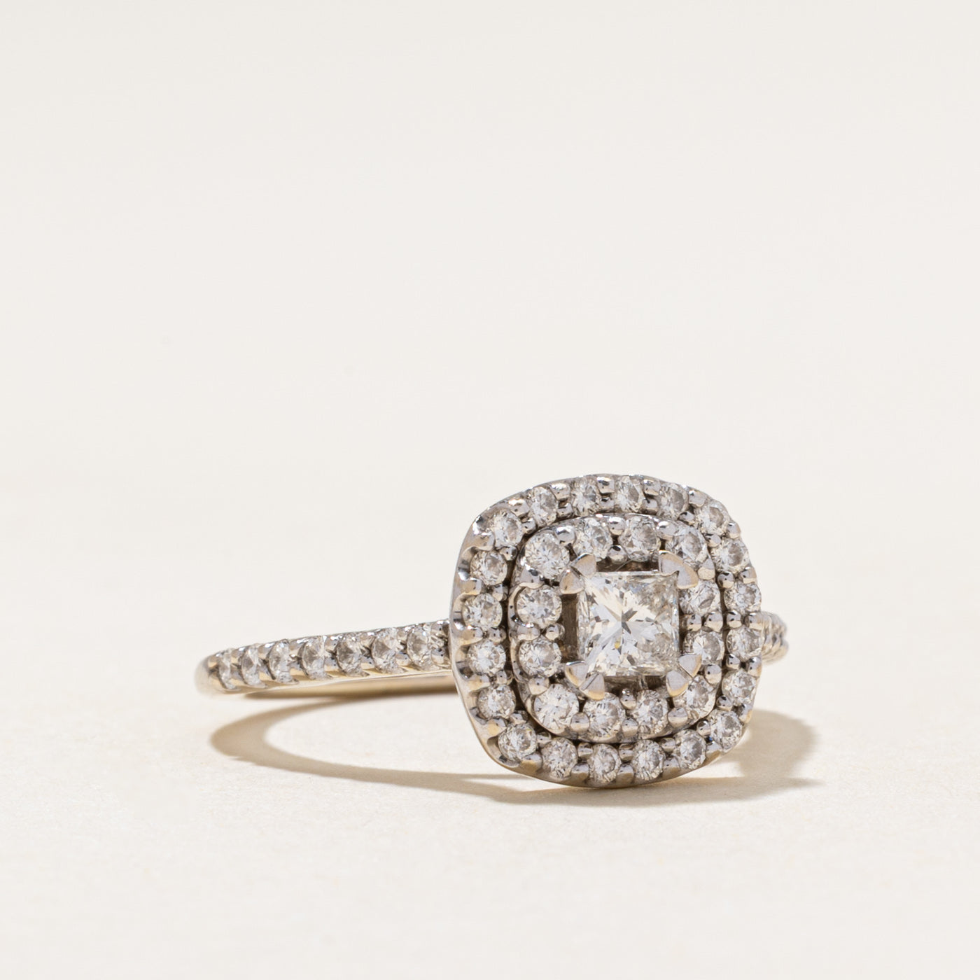 Princess Cut Diamond Double Halo Ring | 0.68ctw | SZ 5