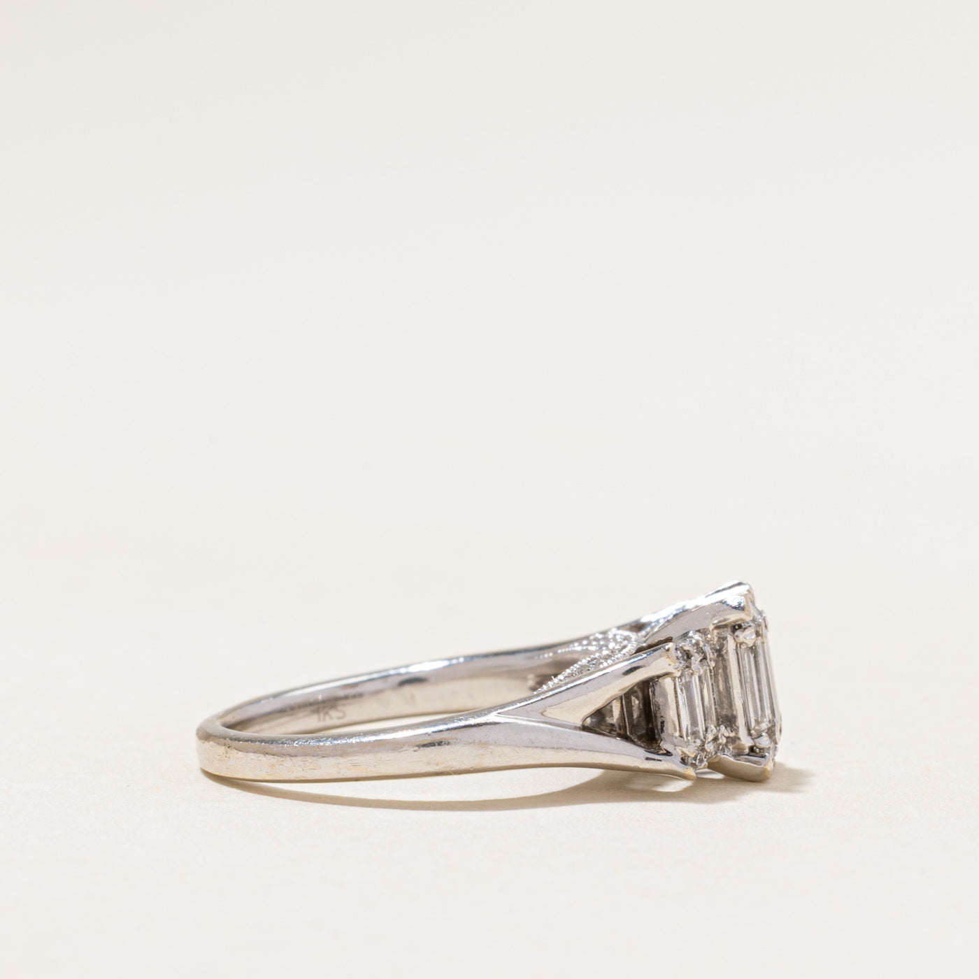 Three Stone Baguette Cut Diamond Ring | 0.87ctw | SZ 3.5