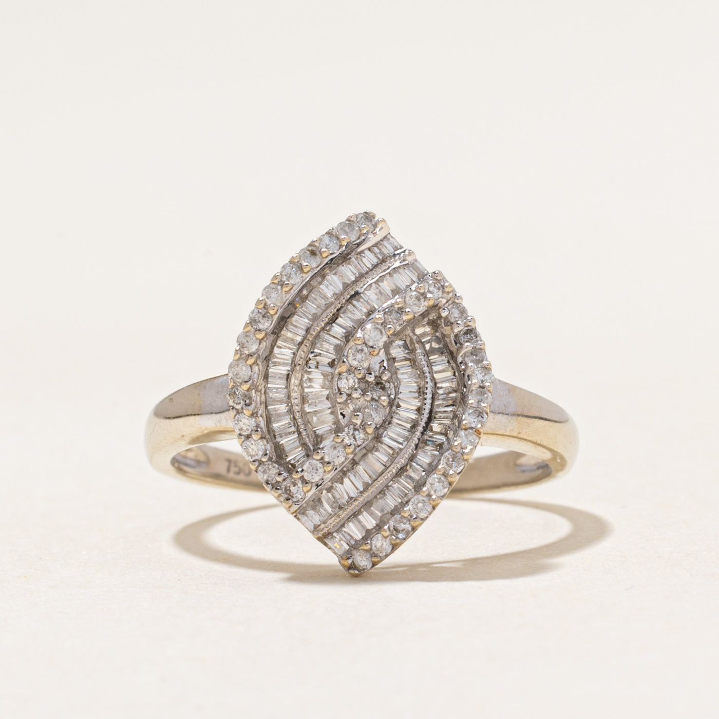 Diamond Cross Over Cluster Cocktail Ring | 0.65ctw | SZ 5.75