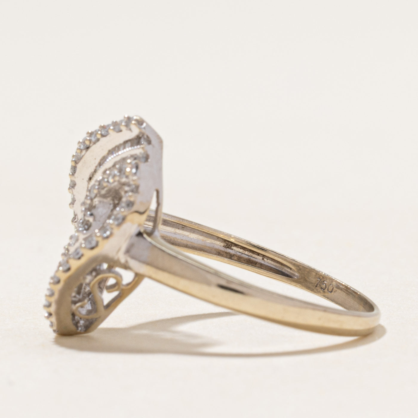 Diamond Cross Over Cluster Cocktail Ring | 0.65ctw | SZ 5.75