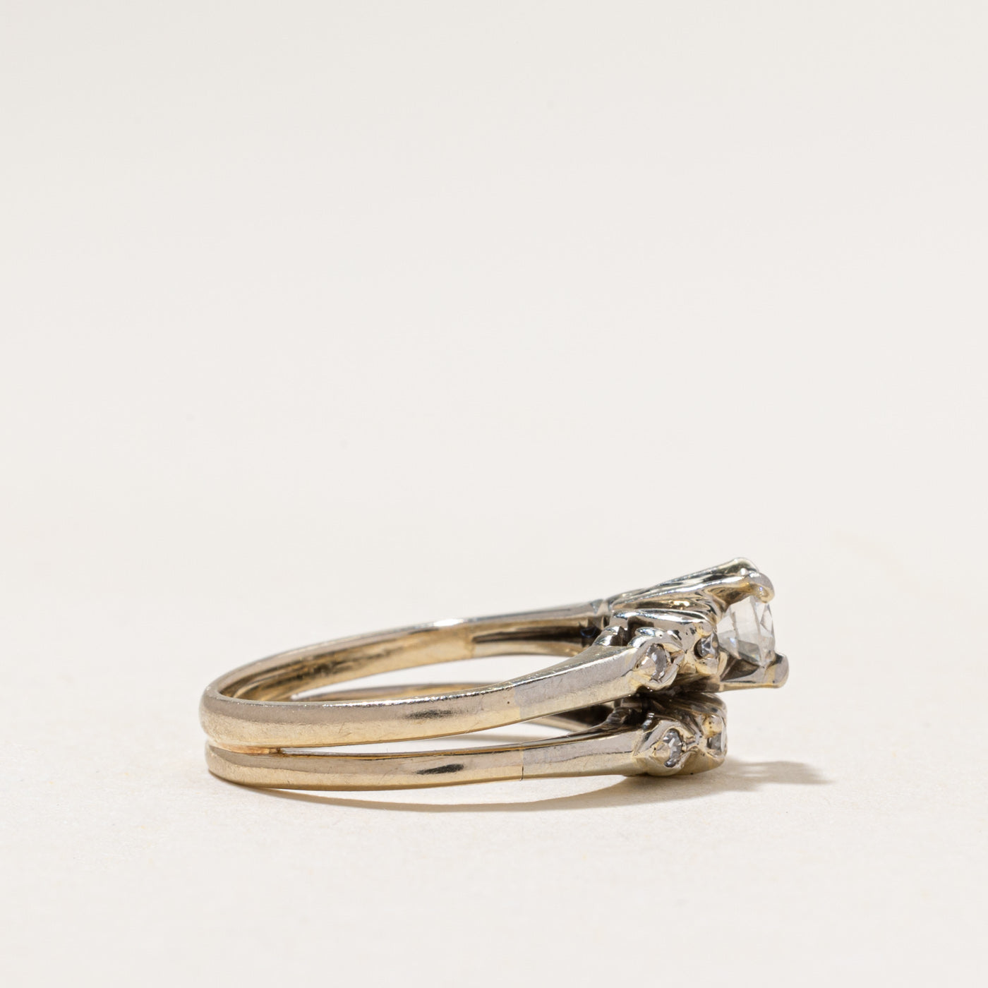 Diamond Accented Fused Wedding Ring Set | 0.47ctw | SZ 4.75