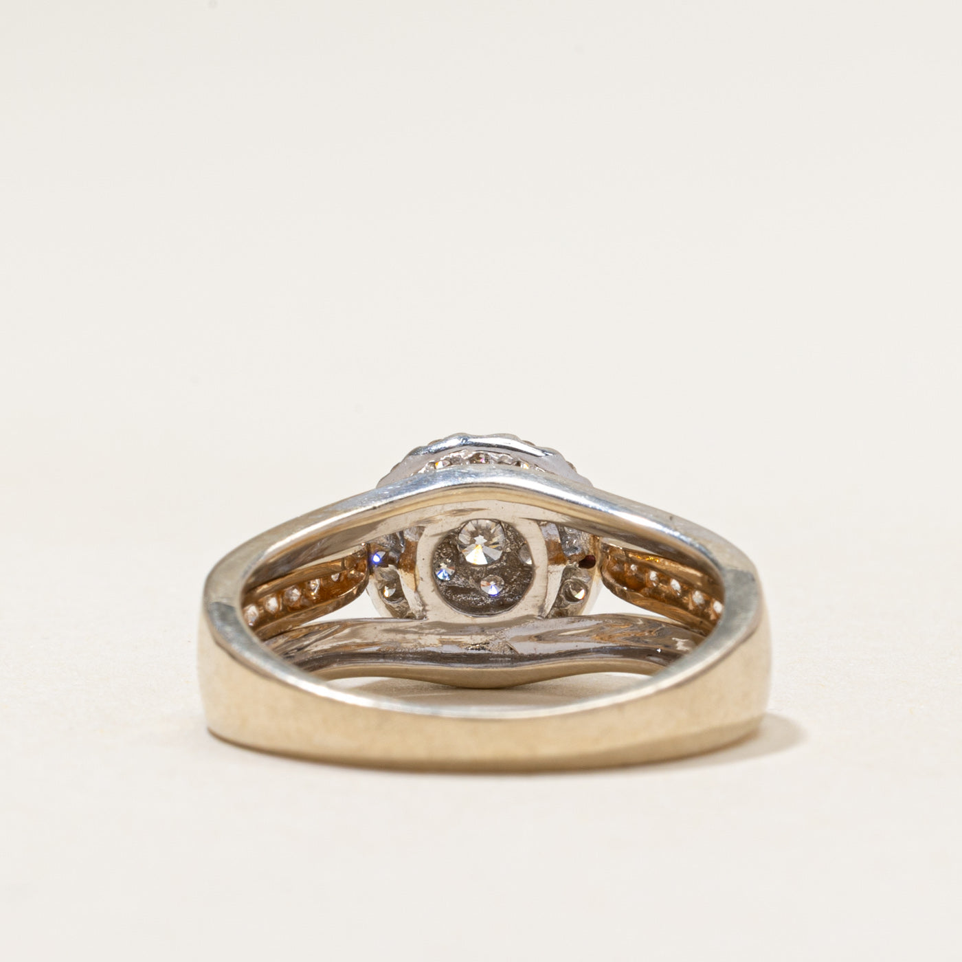 Two Tone Diamond Cluster Halo Ring | 0.50ctw | SZ 7.5