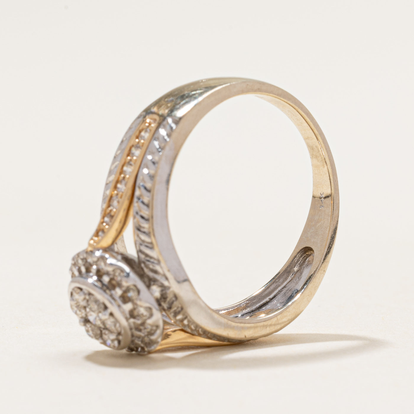 Two Tone Diamond Cluster Halo Ring | 0.50ctw | SZ 7.5