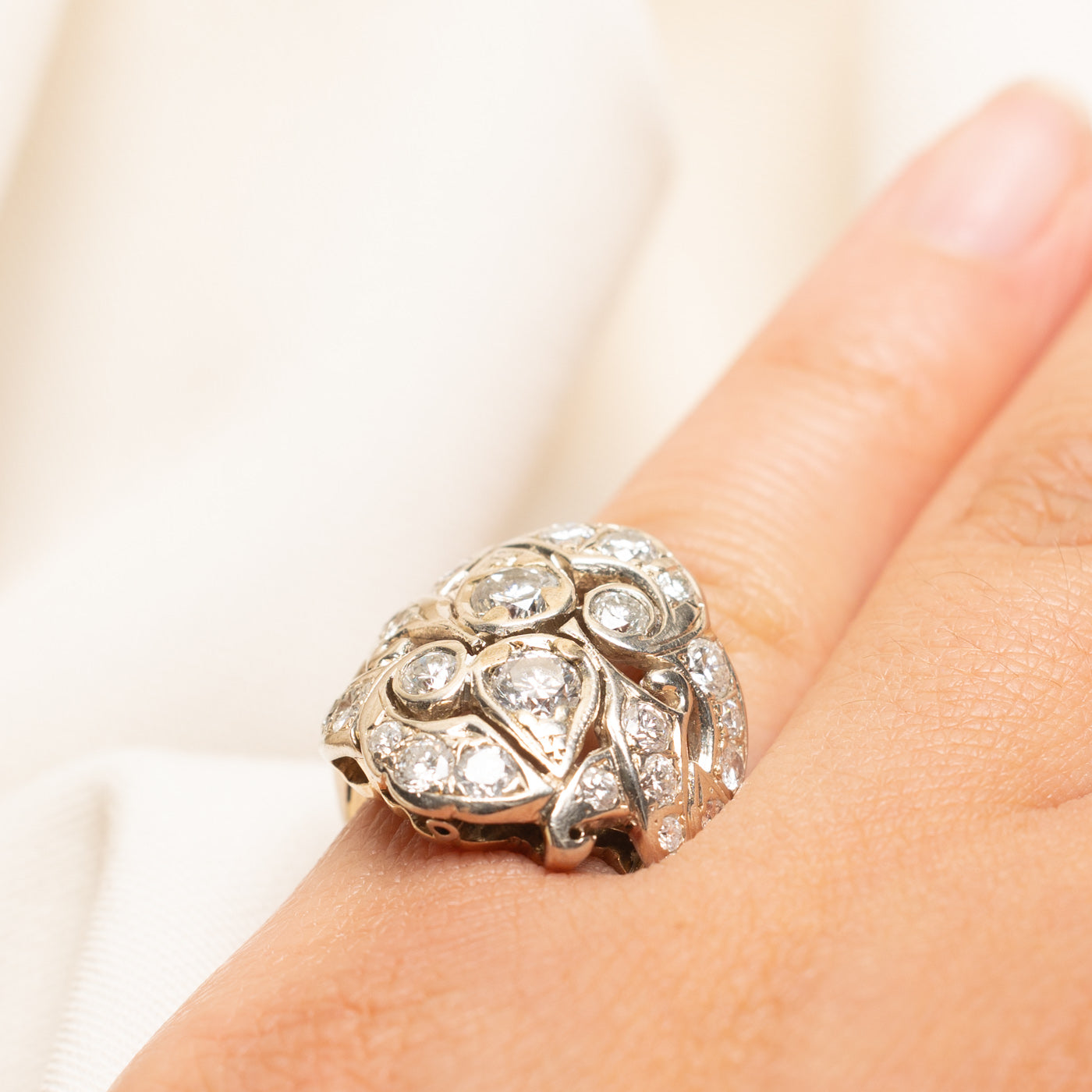 14k Diamond Ornate Cocktail Ring | 2.26ctw | SZ 5.5
