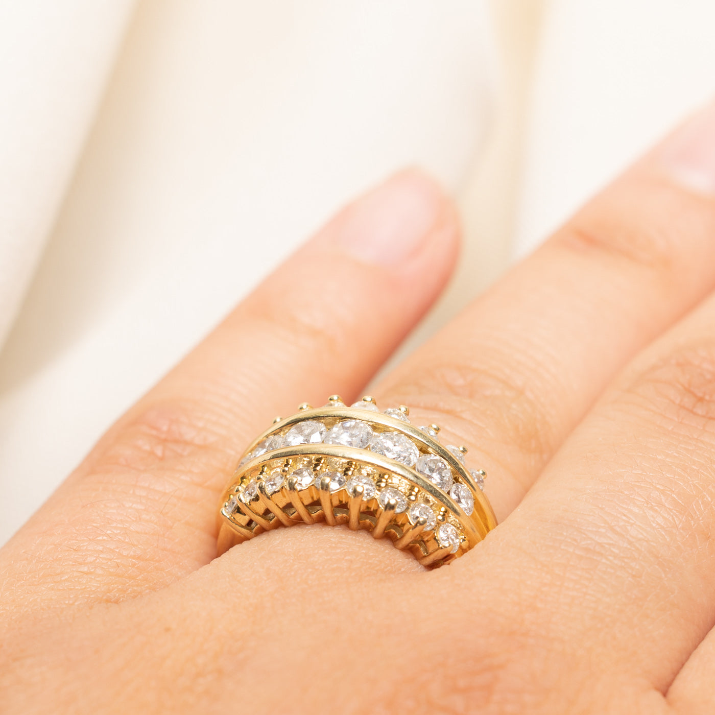Multi Row Diamond Dome Ring | 1.90ctw | SZ 6.75