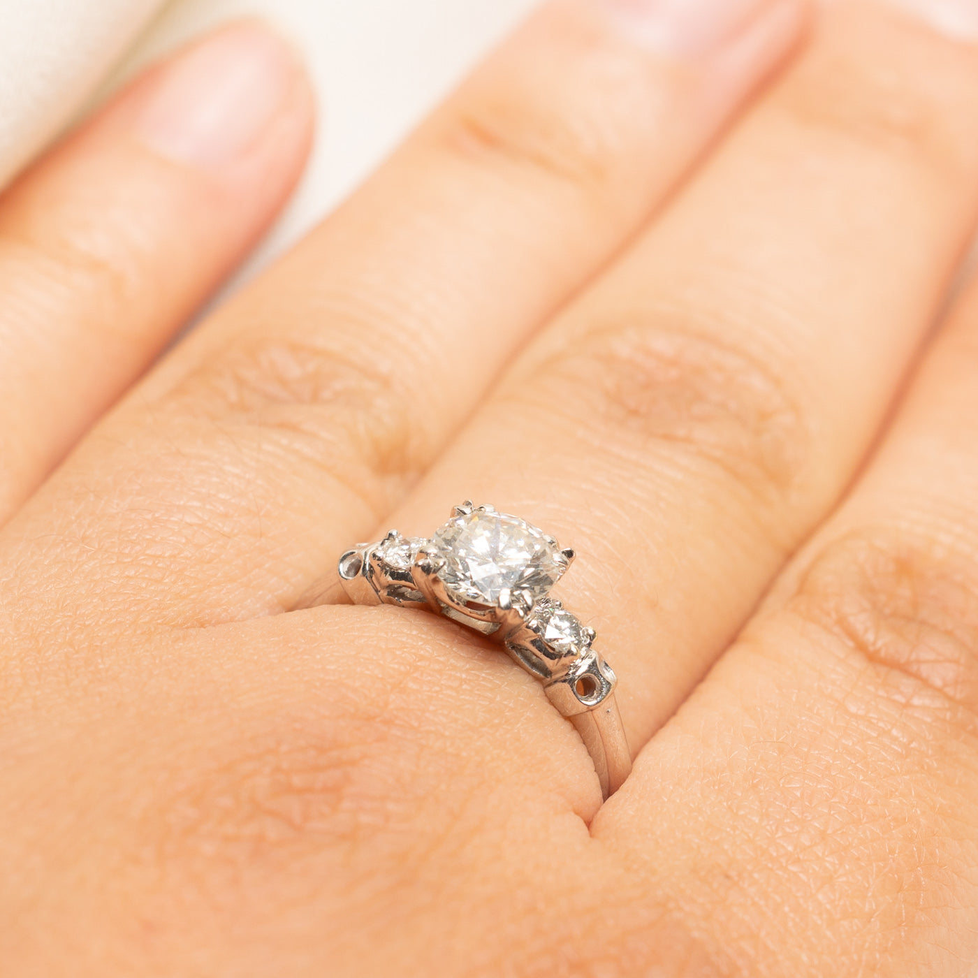Three Stone Diamond Engagement Ring | 1.23ctw | SZ 9